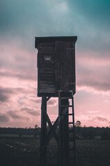 hunting tower at sunset