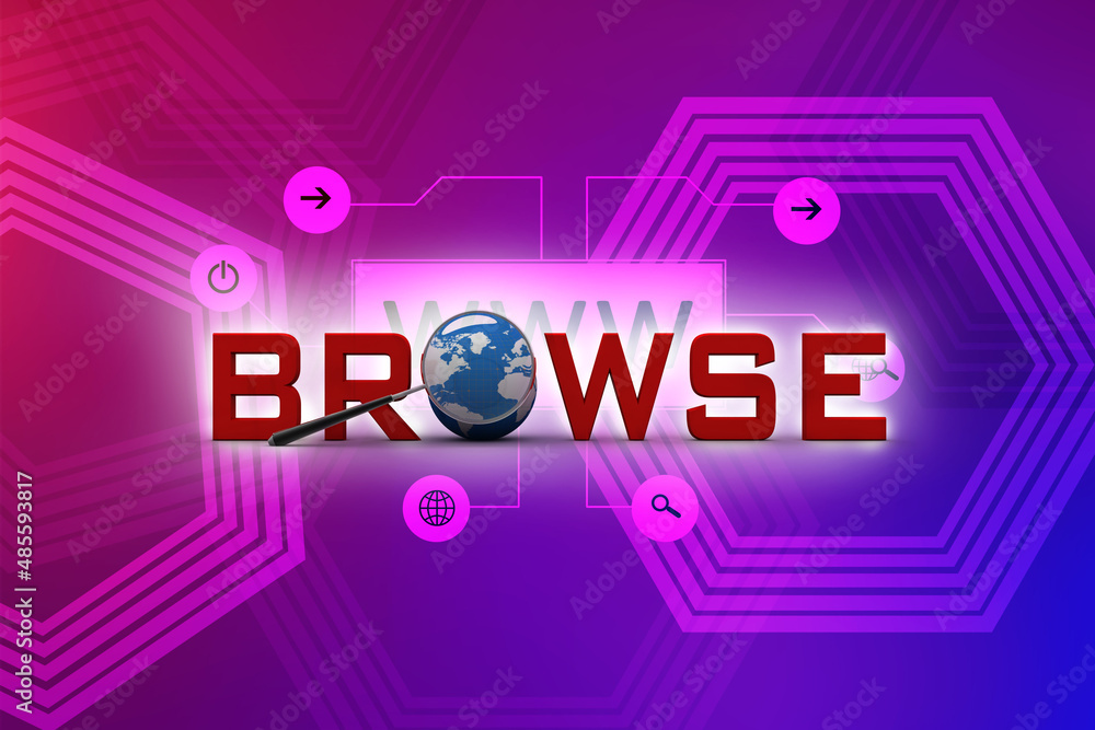 Poster 3d rendering illustration browse concept