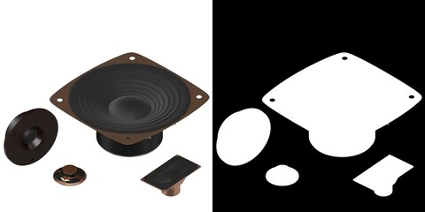 3D rendering illustration of some audio speakers