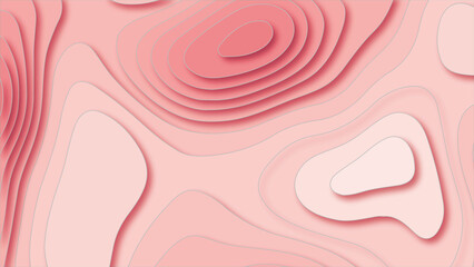 Pink paper cut banner with 3D slime abstract background and pink waves layers.  Paper art vector illustration