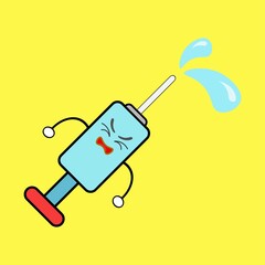 vector graphic illustration. Vaccine injection with cute cartoon character. suitable for every health and cartoon content