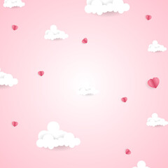 Cloud and heart in Valentine's Day background on pink background , Flat Modern design , illustration Vector EPS 10