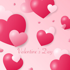 Obraz na płótnie Canvas Heart in Valentine's Day with on pink background, illustration Vector EPS 10