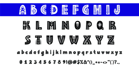 Alphabet letters font set. Classic patterns, custom logos, poster. Typographic classic style font, vector illustration