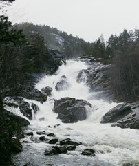 waterfall in the mountains Rullestad Norway