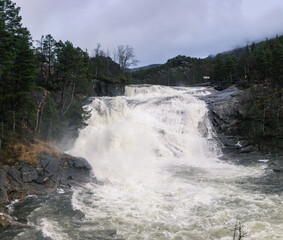 waterfall in a forest Rullestad Norway