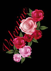 üppige Rosengirlande aus leuchtenden Rosen