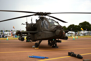 AH-64 Apache military tactical air support helicopter
