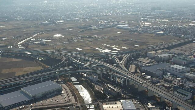 ドローンで撮影　京都府久御山町　久御山JCT周辺の空撮映像