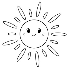 cute children's summer coloring page - joyful sun