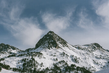 Mountain in winter in the Pyrenees in Andorra