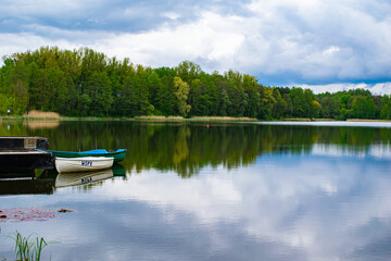 boats on the lake in Rogoznik