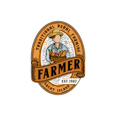 Set of the vintage farmer logo template