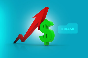 Fototapeta premium 3d render Dollar rises arrow 