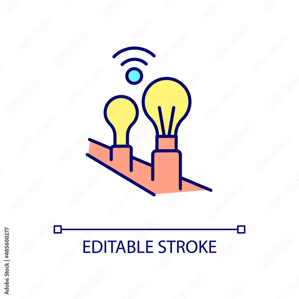 Poster smart light bulbs rgb color icon. lighting automation and remote control. internet connection. isola