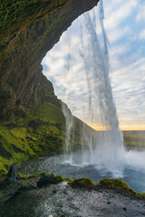 Waterfall in a dramatic northern landscape