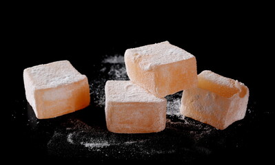 Turkish delight isolated on black  