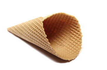 Empty ice cream cone isolated on white  