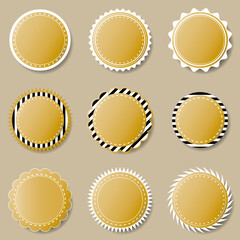 Set of round decorative stickers labels borders frames