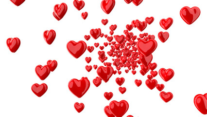 red heart balloons in the sky