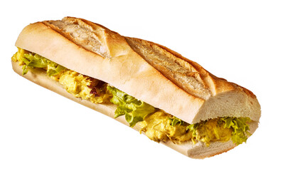 sub sandwich with chicken curry spread - obrazy, fototapety, plakaty