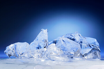 ice blocks on blue background