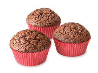 brown muffins isolated on white