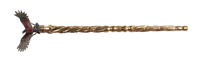 golden antique staff isolated on white background