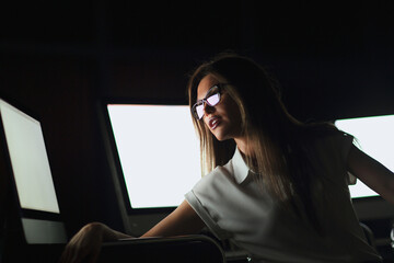 close up.business woman sitting in front of Desk