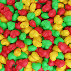 Background candy hearts. 3d rendering. valentine day