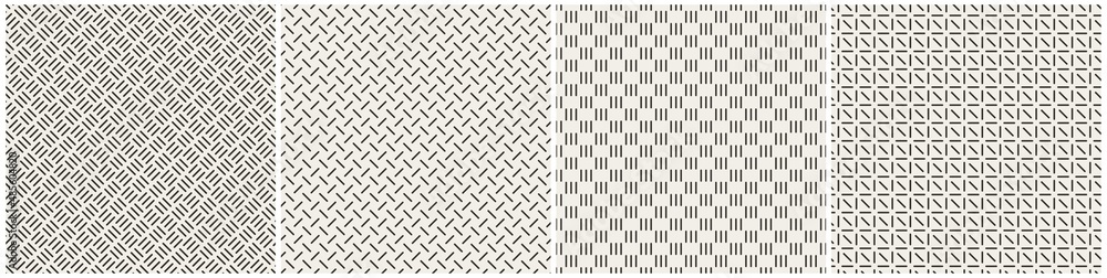 Wall mural set of beige striped seamless patterns. endless monochrome textures. repeatable simple backgrounds. 