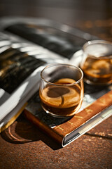 Close up of two espresso