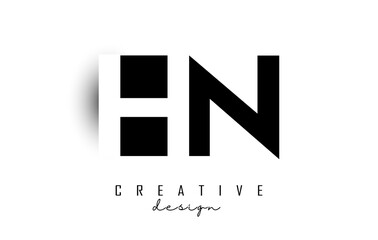 HN letters Logo with negative space design. Vector illustration with with geometric typography.