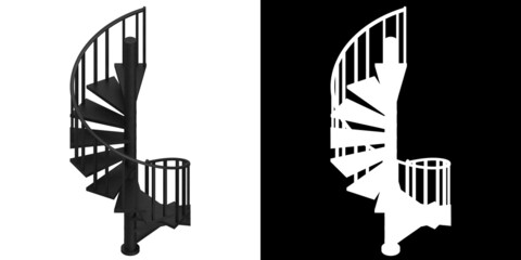 3D rendering illustration of a spiral staircase