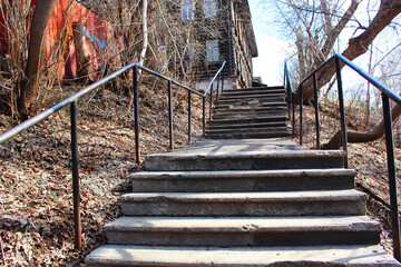 Gray granite steps in the city Closeup granite staircase, old staircase detail, abstract stone...