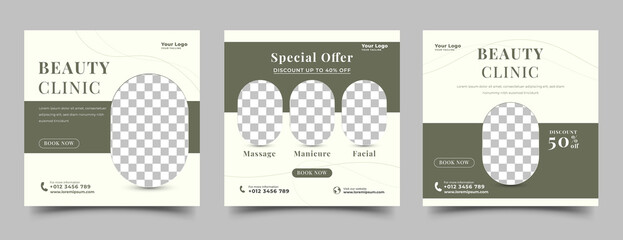 Spa and beauty salon social media post template.