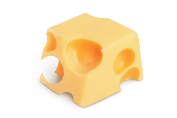 cubes of cheese isolated on white background with clipping path and full depth of field