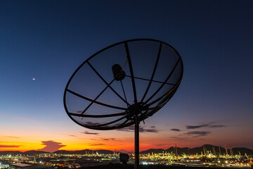 Satellite dish sky cloud sunset communication technology network