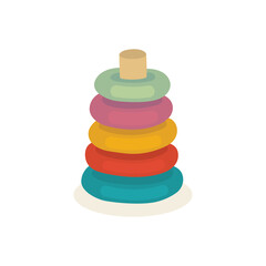 Toy pyramid. Kids toy pyramid drawing in cartoon style. Part of set.