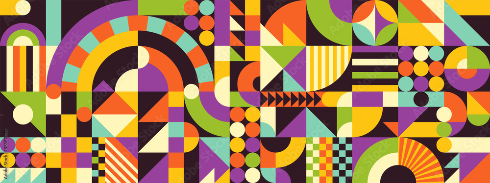 Aufkleber retro style background design with colorful geometric shapes. vector illustration.