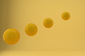 Suspended white balls on a white background. 3D image rendering