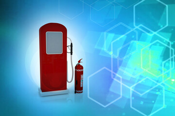 3d illustration ,extinguisher, danger, emergency, equipment, fire, protection, red, safety, sand,gas ,station,safety, fire, fighting

