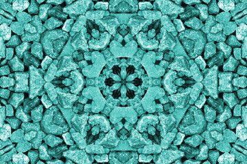 Obraz na płótnie Canvas Abstract kaleidoscope background. Beautiful turquoise seamless kaleidoscope pattern. Mosaic texture. Seamless kaleidoscope texture. Unique kaleidoscope design.