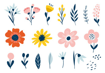 Set with flowers. Vector illustration