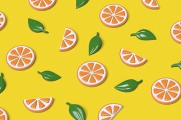Cartoon orange pattern background. 3D illustration.
