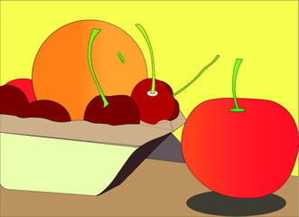 cherry pie in a basket