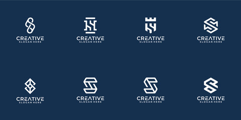 Set of monogram s logo template. creative initial letter s logo collection.