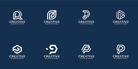 Set of monogram p logo template. creative initial letter p logo collection.