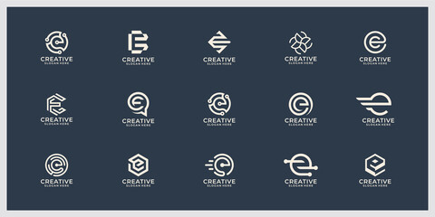 Collection of abstract initial e logo template branding for your company.