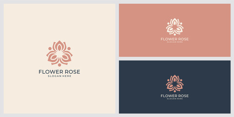 Minimalist flower logo ornament with line art style. luxury template business card design.